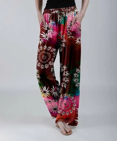 Lily | Red & Pink Floral Pocket Palazzo Pants - Women 1 Lily | Red & Pink Floral Pocket Palazzo Pants - Women