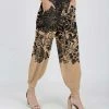 Lily | Black & Beige Floral Scrollwork Pocket Joggers - Women
