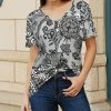 Lily | Black & Gray Floral V-Neck Tunic - Plus