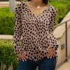 Lily | Mocha & Black Cheetah Long-Sleeve V-Neck Tunic - Plus