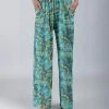 Lily | Turquoise & Gold Marble Pocket Palazzo Pants - Plus