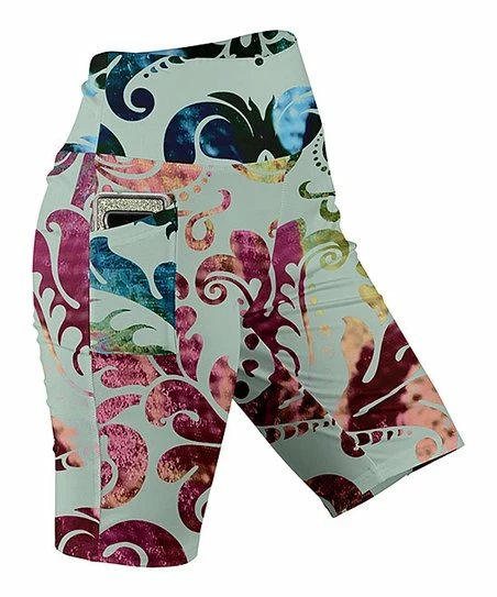 Lily | Teal & Purple Multicolor Paisley Bike Shorts - Women 1 Lily | Teal & Purple Multicolor Paisley Bike Shorts - Women