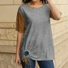 Lily | Gray & Brown Leopard Short-Sleeve Side-Tie Tunic - Women