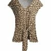 Lily | Brown Leopard Tie-Front V-Neck Top - Plus