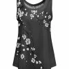 Lily | Gray & White Floral Branches Scoop Neck Tank - Women
