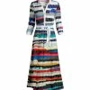 Lily | Blue & Red Abstract Stripe Tie-Waist Shirt Dress - Plus