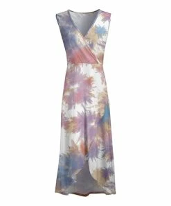 Lily | Lavender & Blue Tie-Dye Surplice Maxi Dress - Plus