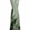 Lily | Green & Mint Leaf Surplice Maxi Dress - Women