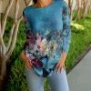 Lily | Blue & Purple Floral Long-Sleeve Tunic - Plus