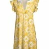 Lily | Yellow & White Lemon Slice Flutter-Sleeve Notch Neck Tunic - Women