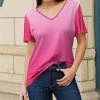 Lily | Light Pink Ombré Short-Sleeve V-Neck Tunic - Plus