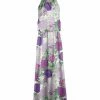 Lily | Mint & Purple Floral Yoke-Neck Blouson Maxi Dress - Women & Plus