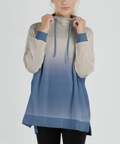 Lily | Cream & Blue Ombré Cowl Neck Sweatshirt - Women