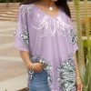 Lily | Lavender & White Floral V-Neck Dolman Tunic - Plus