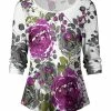 Lily | White & Gray Floral Round-Hem Long-Sleeve Top - Plus
