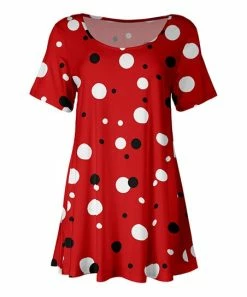 Lily | Red & White Polka Dot Scoop Neck Tunic - Women & Plus