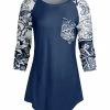 Lily | Blue & White Floral Chest-Pocket Raglan Tunic - Women