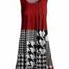 Lily | Red & Black Houndstooth Pleated Sleeveless Tunic - Women