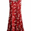 Lily | Red & White Floral Pleated Sleeveless Tunic - Women