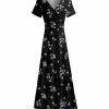 Lily | Black & White Floral Short-Sleeve Maxi Dress - Women