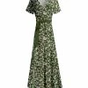 Lily | Green & Brown Floral Short-Sleeve Maxi Dress - Plus