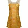 Lily | Orange & Yellow Floral Lace-Yoke Square-Neck Sleeveless Tunic - Plus