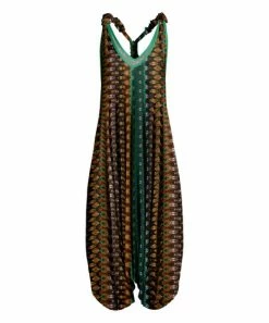 Lily | Mint & Brown Arabesque Racerback Sleeveless Harem Jumpsuit - Women