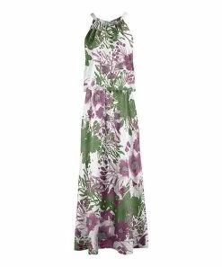 Lily | Olive & Purple Floral Gathered Blouson Maxi Dress - Plus