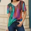Lily | Teal & Fuchsia Brushstroke V-Neck Tunic - Plus
