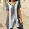 Lily | Gray & White Stripe Handkerchief Tunic - Women