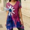 Lily | Pink & Purple Polka Dot Floral Handkerchief Tunic - Women