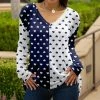 Lily | Navy & White Polka Dot V-Neck Long-Sleeve Tunic - Women