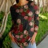 Lily | Black & Red Polka Dot Floral Crewneck Tunic - Plus