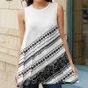 Lily | Black & White Paisley Geometric Sleeveless Tunic - Women