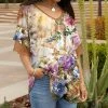 Lily | Purple & Yellow Floral Short-Sleeve V-Neck Tunic - Plus
