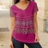 Lily | Purple & Green Mandala Floral V-Neck Tunic - Plus