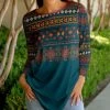 Lily | Teal & Red Mandala Three-Quarter Sleeve Tunic - Women