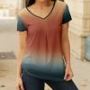 Lily | Rust & Navy Ombré V-Neck Tunic - Plus