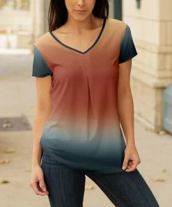 Lily | Rust & Navy Ombré V-Neck Tunic - Plus