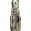 Lily | Olive & Gray Floral Sleeveless Harem Jumpsuit - Women