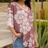 Lily | Rose & Gray Floral Layered-Sleeve V-Neck Tunic - Plus