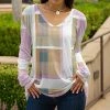 Lily | Lavender & Gold Patchwork Long-Sleeve V-Neck Tunic - Women