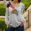 Lily | White Floral Polka Dot Long-Sleeve V-Neck Tunic - Women