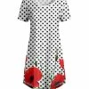 Lily | Black & Red Polka Dot Floral Curved-Hem Scoop Neck Dress - Women