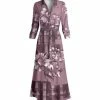 Lily | Mauve Floral Belted Button-Up Maxi Dress - Plus