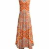 Lily | Orange & Turquoise Medallion Sleeveless Maxi Dress - Women