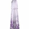 Lily | White & Purple Floral Halter Maxi Dress - Women