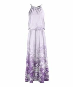 Lily | White & Purple Floral Halter Maxi Dress - Women