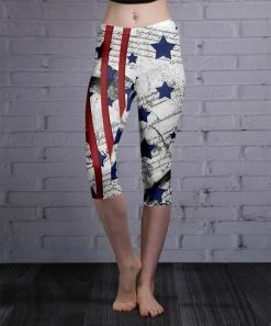 Lily | Red & Blue Patriotic Capri Leggings - Women