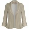 Lily | Beige & White Pin Dot Trumpet Sleeve Blazer - Plus